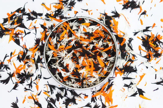 Organic Dried Edible Flower Petals - Haunted Harvest Cornflower & Calendula Mix