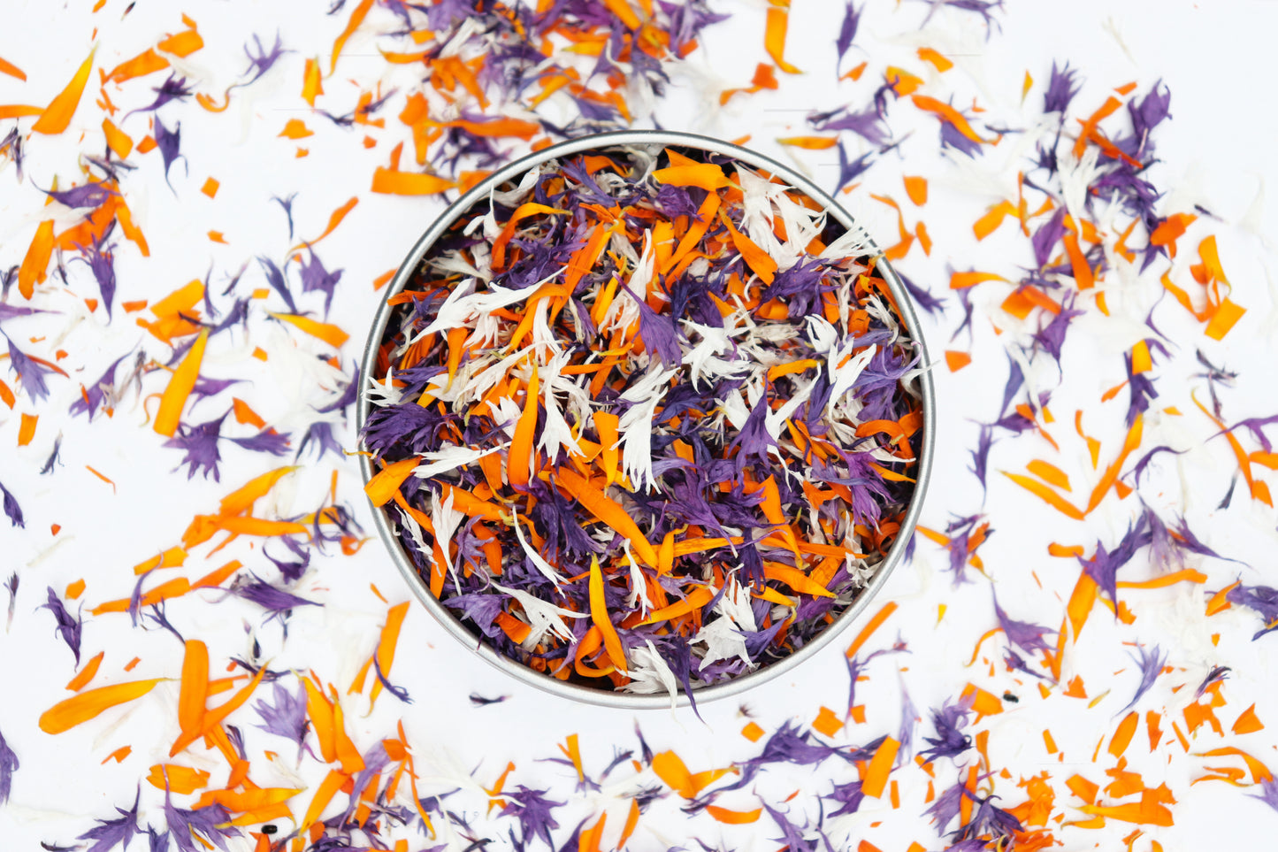 Organic Dried Edible Flower Petals - Electric Dreams Cornflower & Calendula Mix